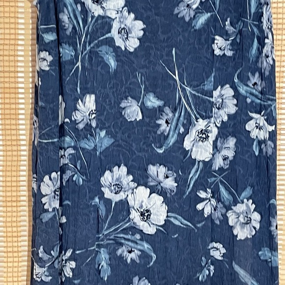 Dress Barn Womens 18W Tropical Print Sleeveless Midi Dress‎ Blue Vacation Beach - Picture 3 of 11